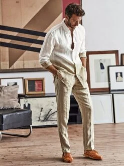 Farbbad-Leinenhemd -Bekleidungsverkauf Geschäft EC10 4364 DF 1