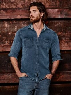 Tiefgründiges Jeanshemd 28 Tiefgründiges Jeanshemd -Bekleidungsverkauf Geschäft EC10 4835 DE 1